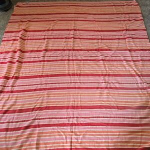 Bates Disciplined Bedspread Vintage MCM Pink Orange Red Striped Woven Made USA